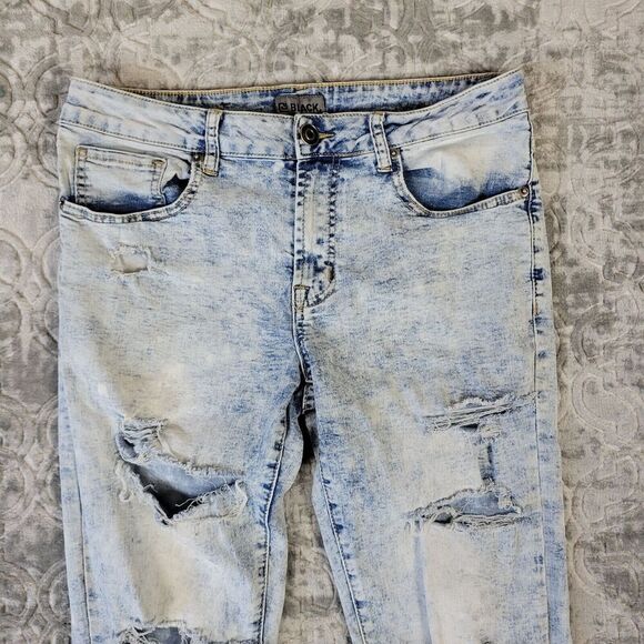 Buckle Black Jeans Mens 32x32 Acid Wash Premium Skinny Flex Distressed - Picture 2 of 16